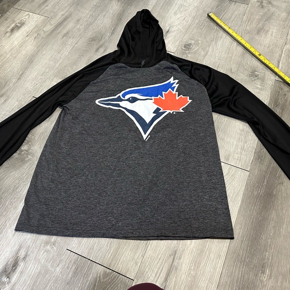 Toronto Blue Jays pullover hoodie long sleeve grey black MLB baseball team large - Picture 2 of 7